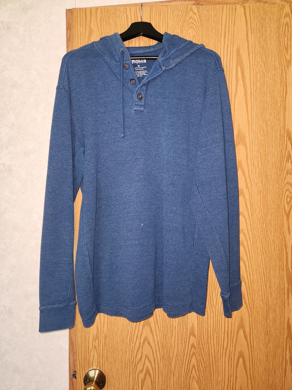 Men's Blue Hooded Long-Sleeve Shirt